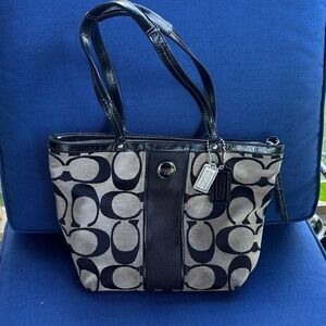 Coach Black and Tan Signature Tote
